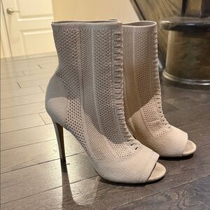 Aldo Beige Knit Heeled Boots